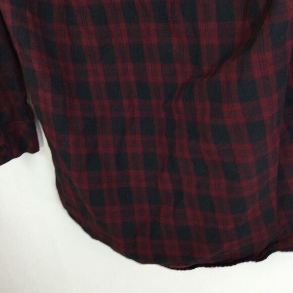 Sam Edelman Patchwork Flannel Sparrow Embellished Plaid Button Shirt Red Small - Picture 8 of 10